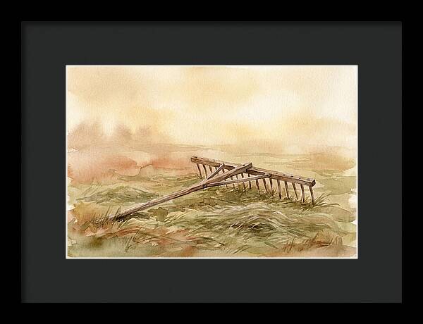 Old Wooden Hay Rake In Meadow