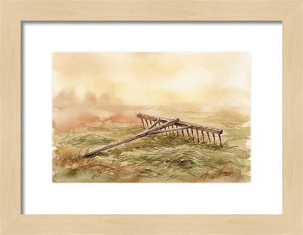 Old Wooden Hay Rake In Meadow