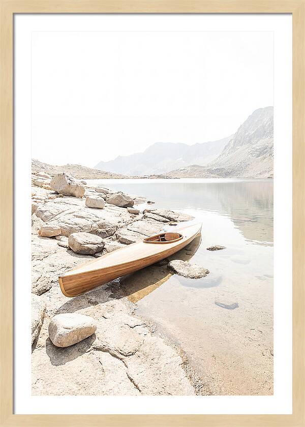 Old Wooden Kayak By The Lake