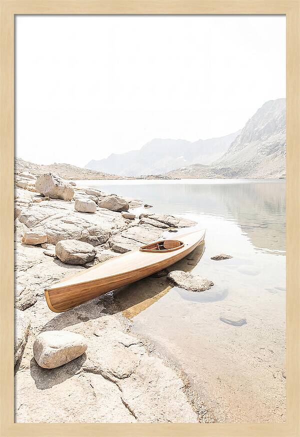 Old Wooden Kayak By The Lake