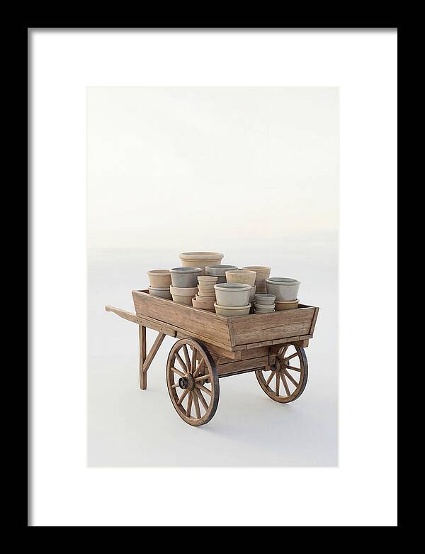 Old Wooden Pushcart With Flower Pots