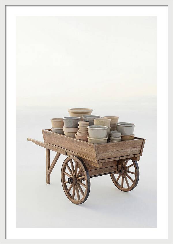 Old Wooden Pushcart With Flower Pots