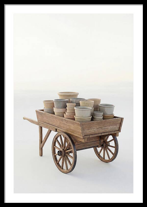 Old Wooden Pushcart With Flower Pots