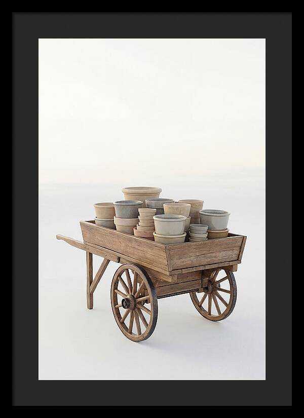 Old Wooden Pushcart With Flower Pots