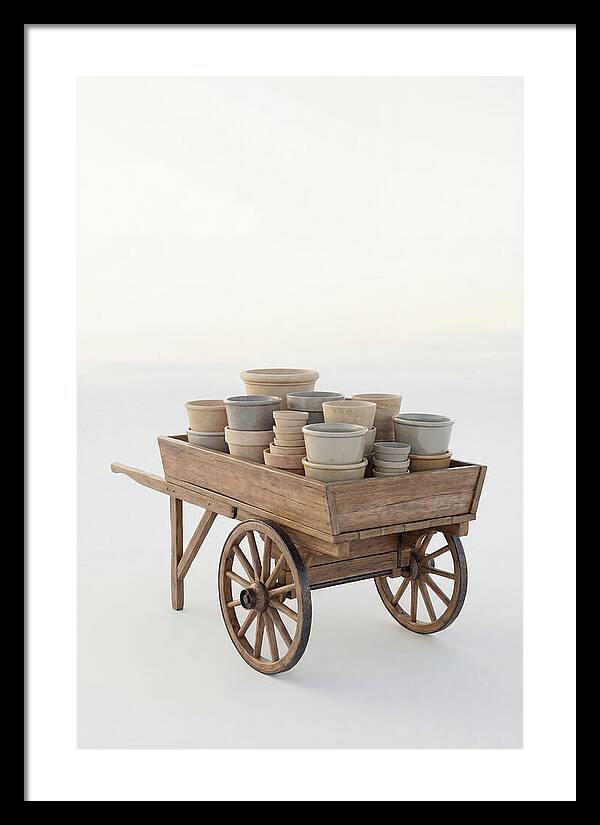 Old Wooden Pushcart With Flower Pots