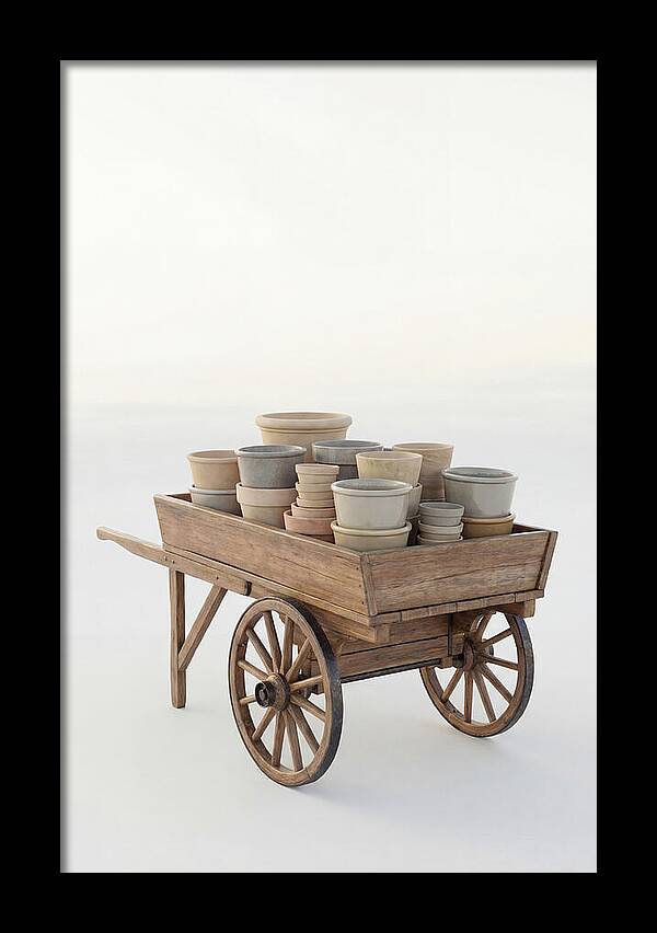 Old Wooden Pushcart With Flower Pots