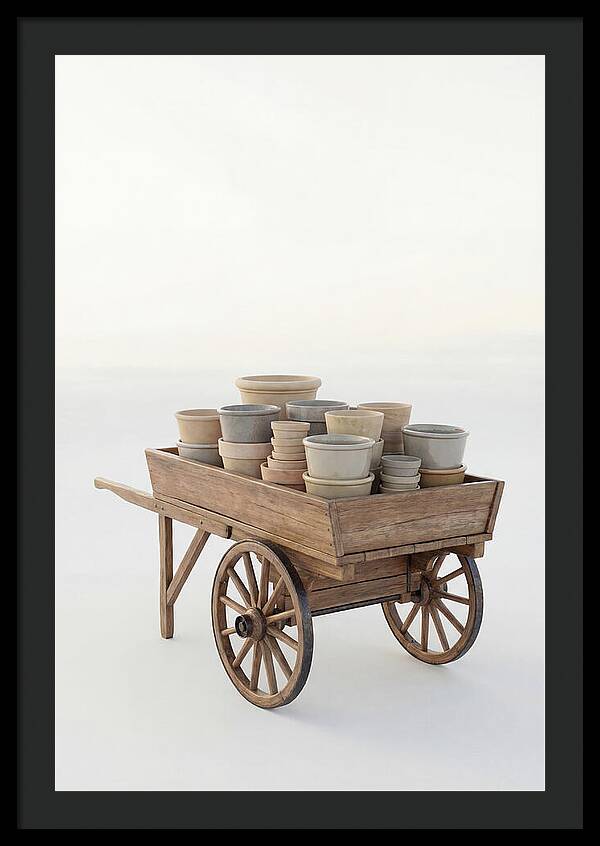 Old Wooden Pushcart With Flower Pots