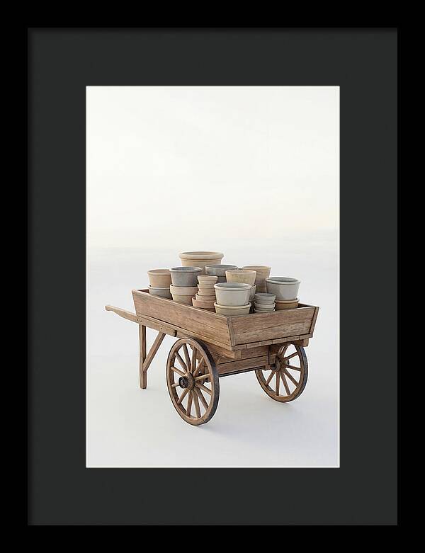 Old Wooden Pushcart With Flower Pots