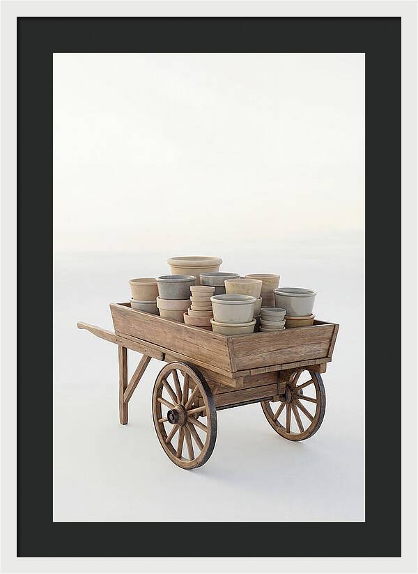 Old Wooden Pushcart With Flower Pots
