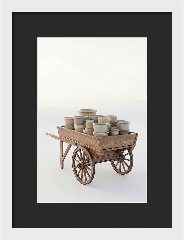 Old Wooden Pushcart With Flower Pots