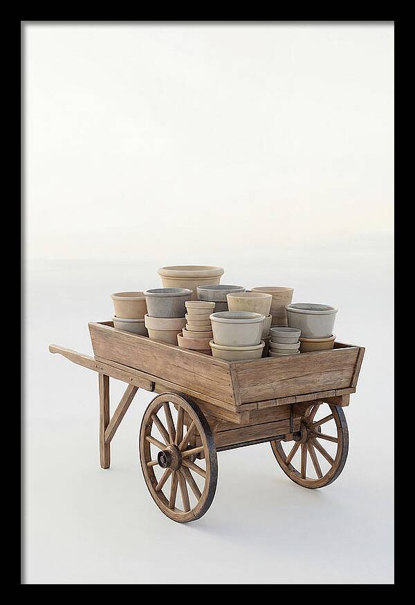 Old Wooden Pushcart With Flower Pots