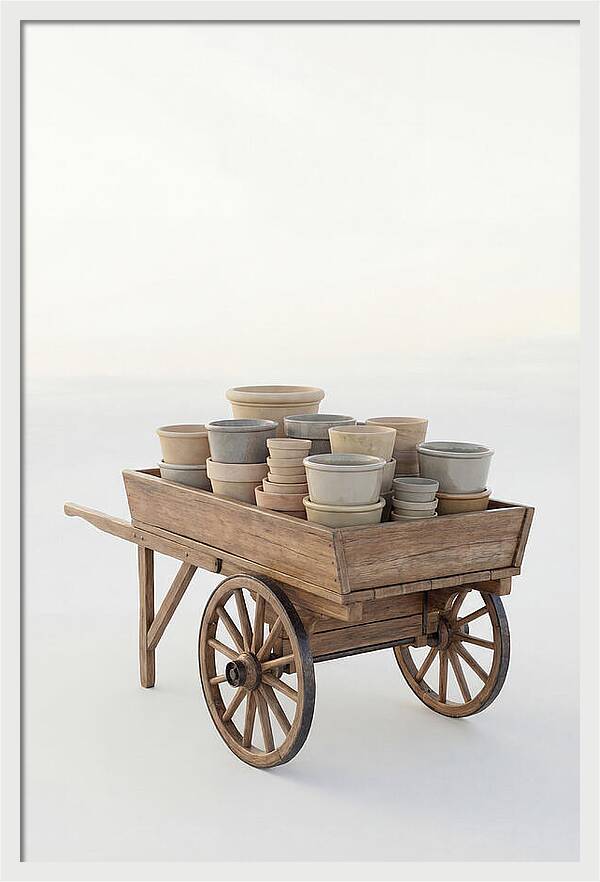 Old Wooden Pushcart With Flower Pots