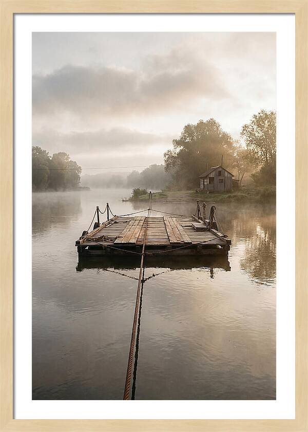 Old Wooden River Ferry Crossing