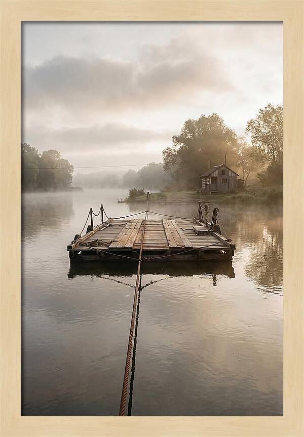 Old Wooden River Ferry Crossing