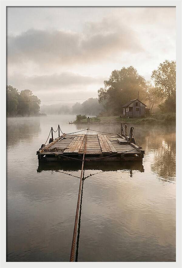 Old Wooden River Ferry Crossing