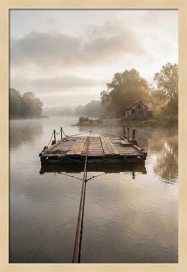 Old Wooden River Ferry Crossing
