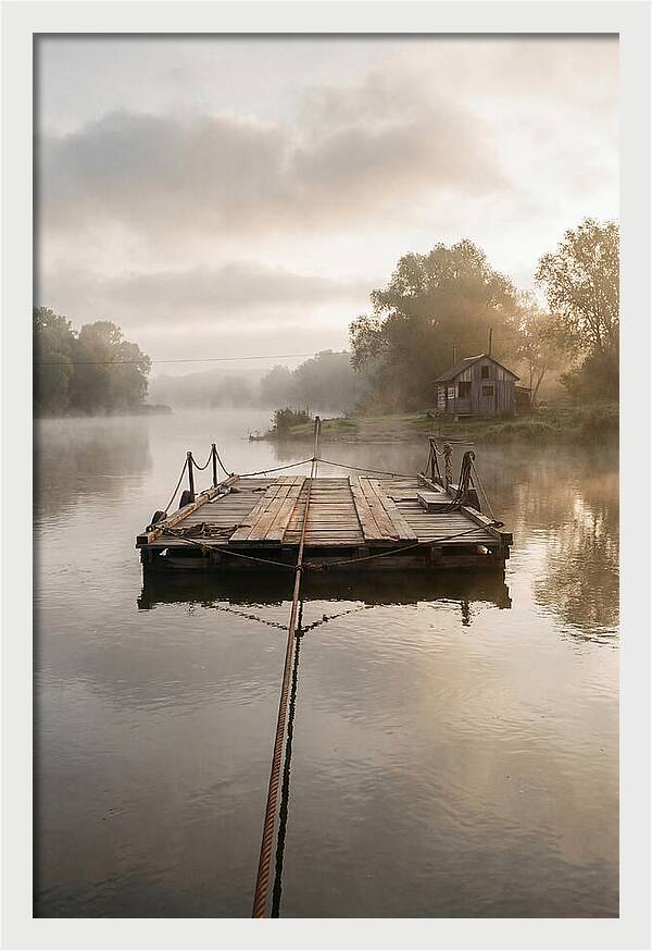Old Wooden River Ferry Crossing
