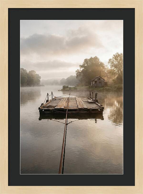 Old Wooden River Ferry Crossing