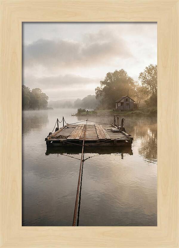 Old Wooden River Ferry Crossing