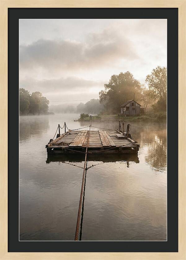 Old Wooden River Ferry Crossing
