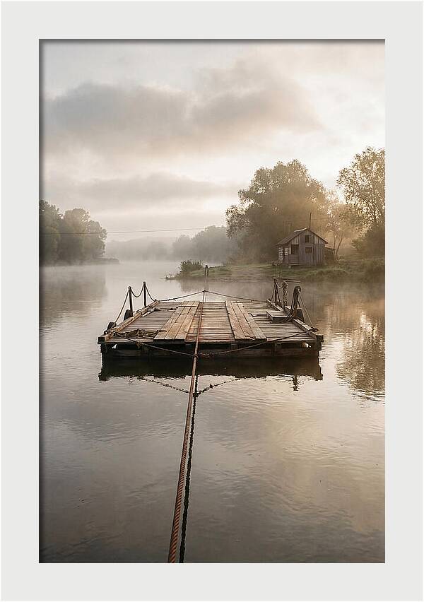 Old Wooden River Ferry Crossing