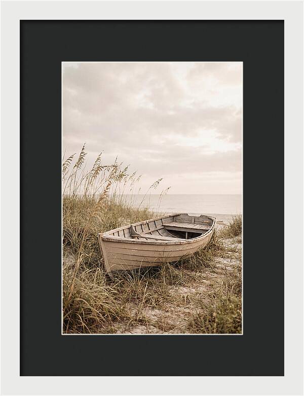 Old Wooden Rowboat By The Shore