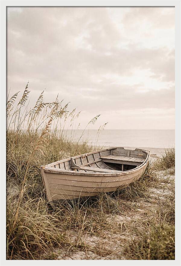 Old Wooden Rowboat By The Shore