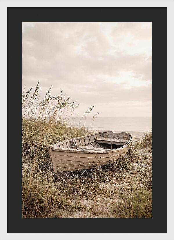 Old Wooden Rowboat By The Shore