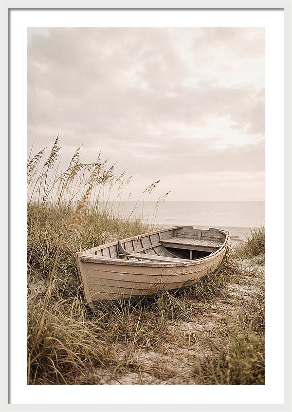 Old Wooden Rowboat By The Shore