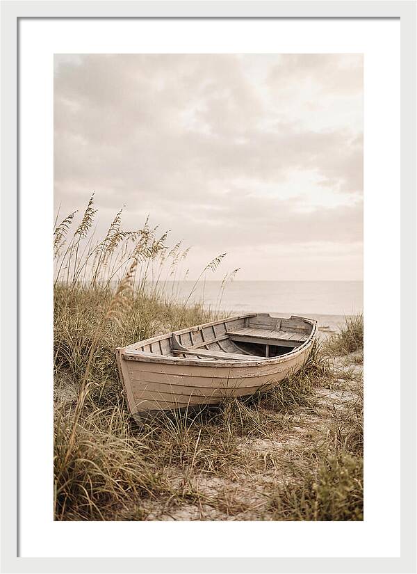 Old Wooden Rowboat By The Shore