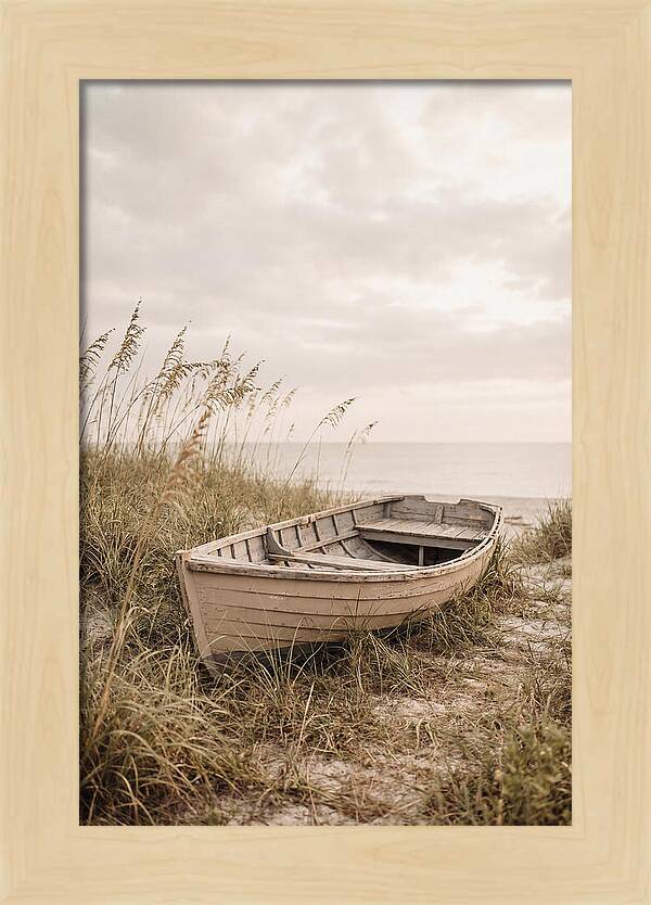 Old Wooden Rowboat By The Shore