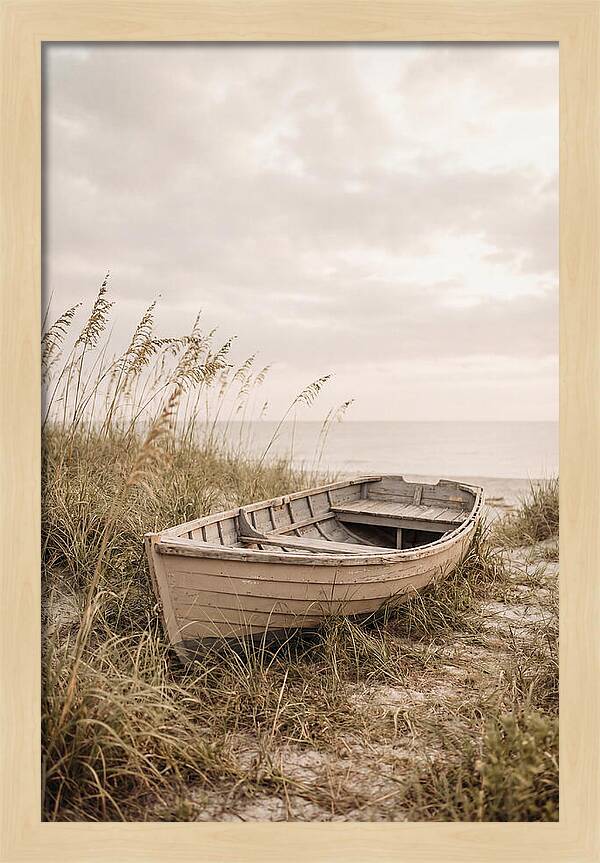Old Wooden Rowboat By The Shore