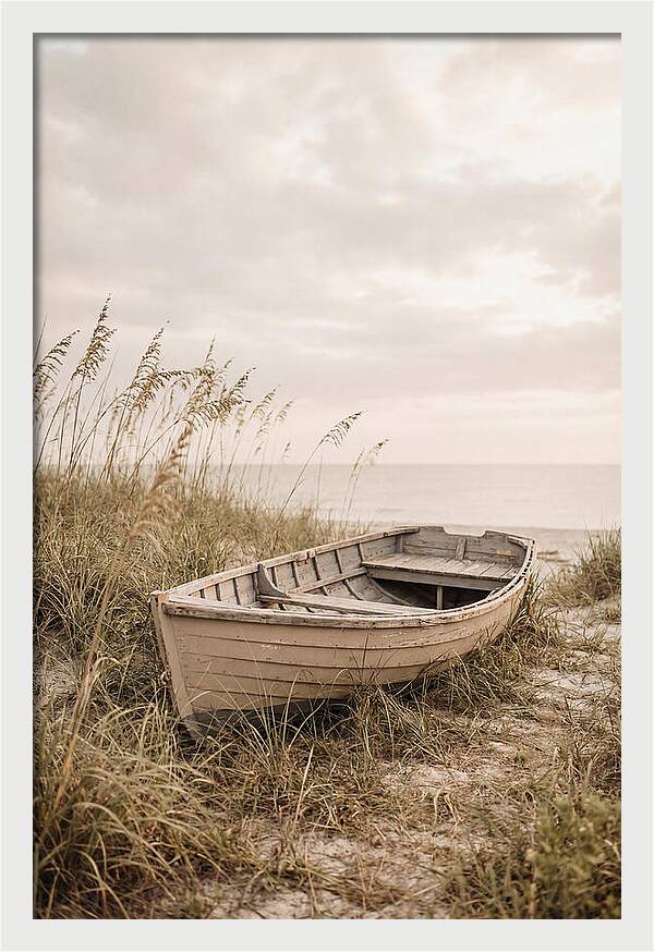 Old Wooden Rowboat By The Shore