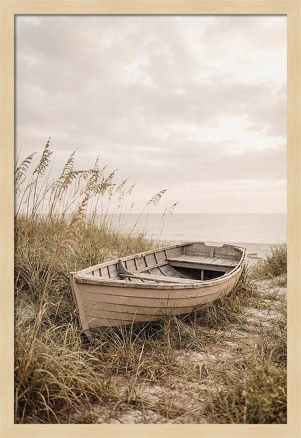 Old Wooden Rowboat By The Shore