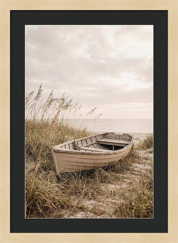 Old Wooden Rowboat By The Shore