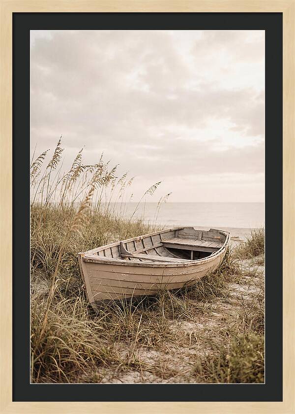 Old Wooden Rowboat By The Shore