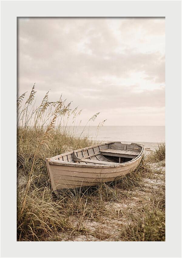 Old Wooden Rowboat By The Shore