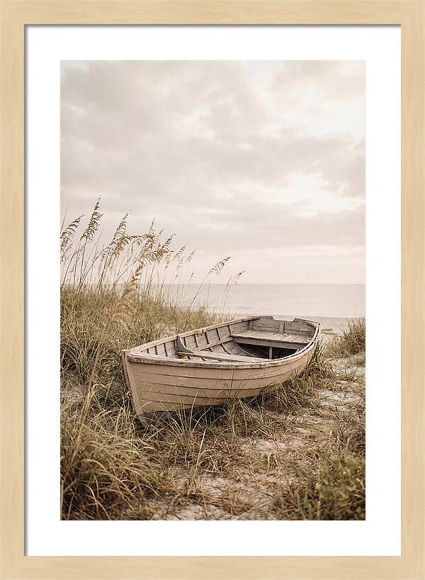Old Wooden Rowboat By The Shore