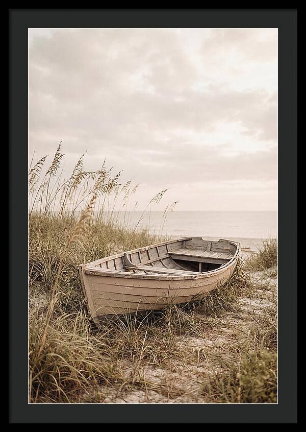 Old Wooden Rowboat By The Shore