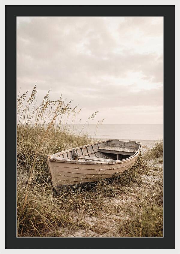 Old Wooden Rowboat By The Shore