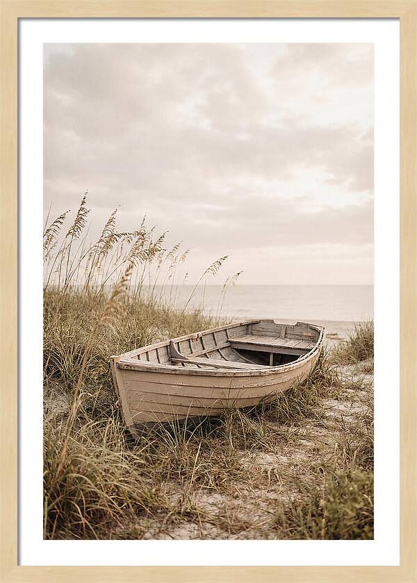 Old Wooden Rowboat By The Shore