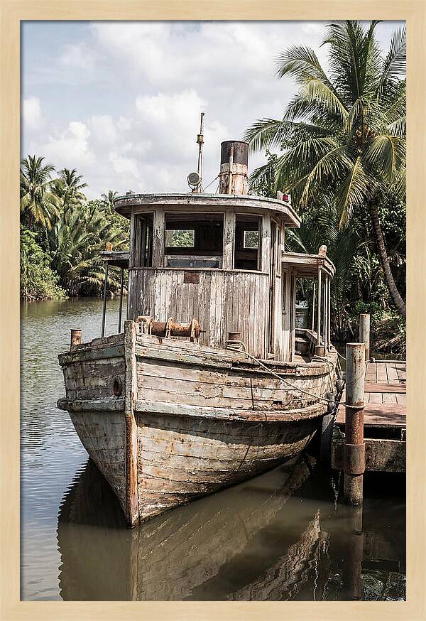 Old Wooden Steamboat At River Landing
