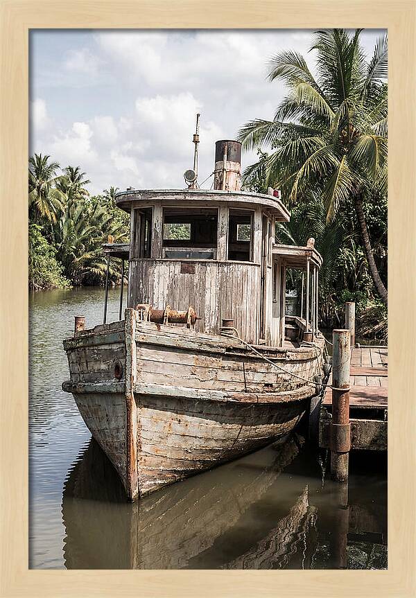 Old Wooden Steamboat At River Landing