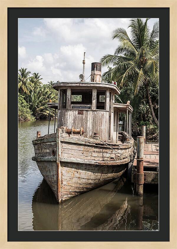 Old Wooden Steamboat At River Landing