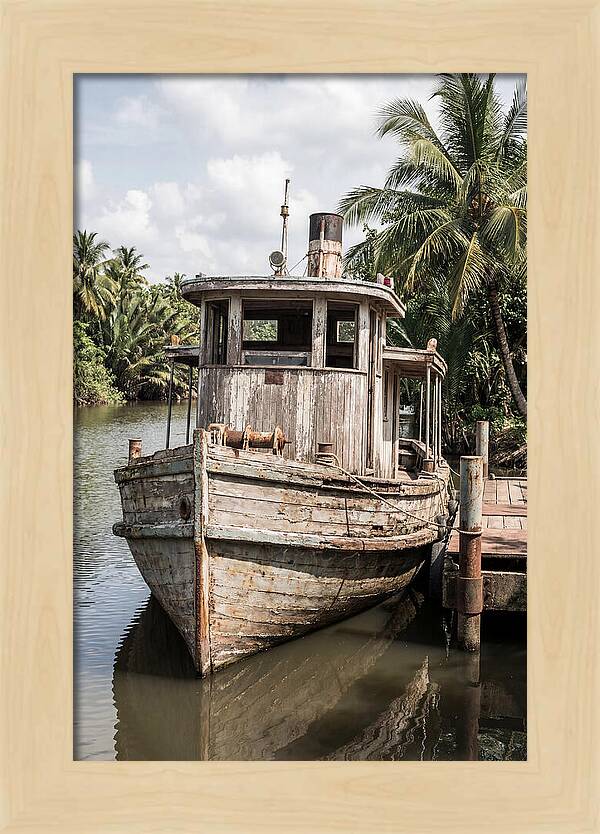 Old Wooden Steamboat At River Landing