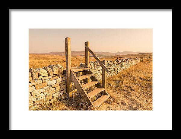 Old Wooden Stile Steps Over Wall