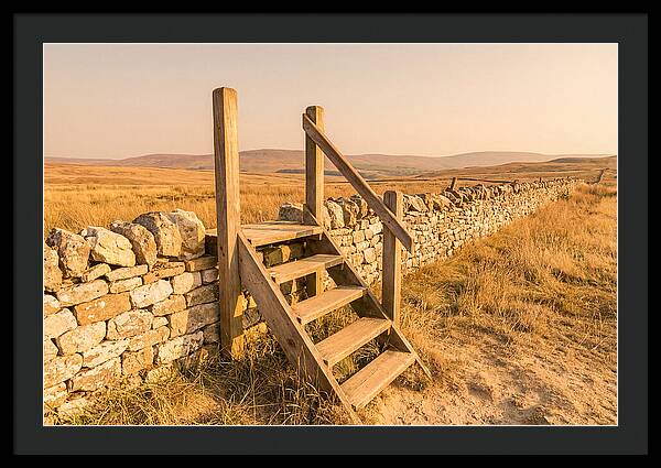 Old Wooden Stile Steps Over Wall