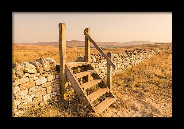 Old Wooden Stile Steps Over Wall