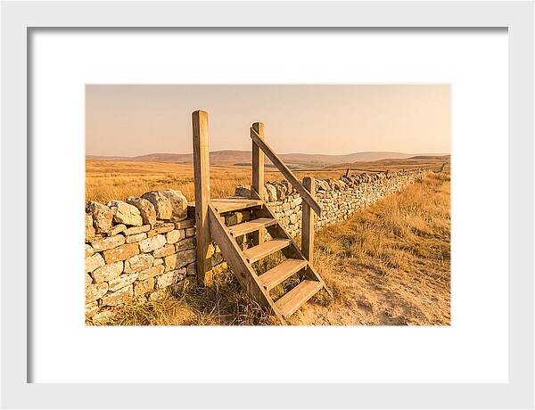 Old Wooden Stile Steps Over Wall