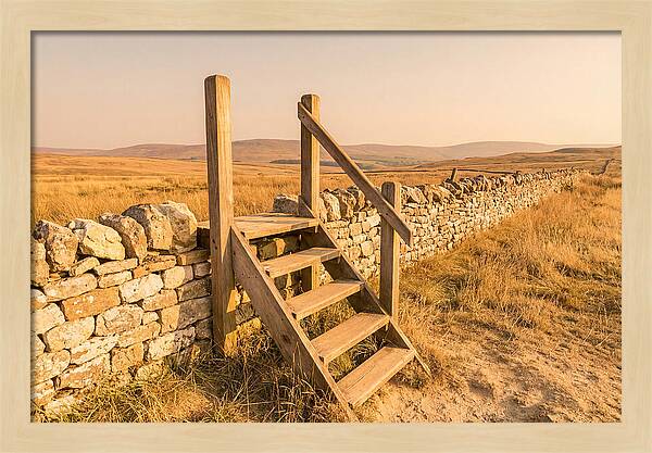 Old Wooden Stile Steps Over Wall